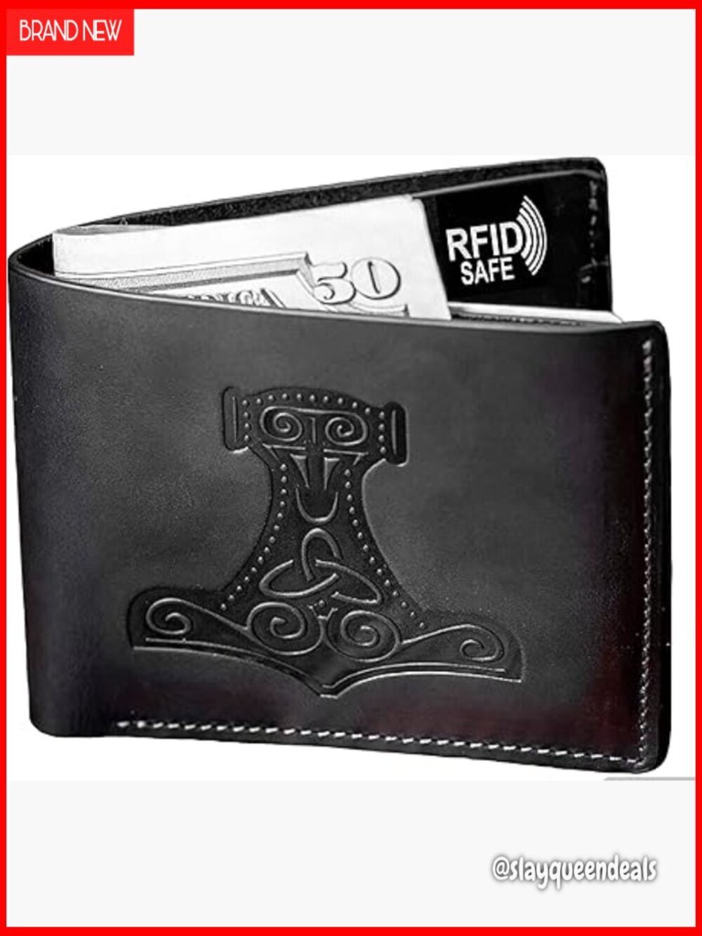Genuine Leather Bifold Wallet with RFID Blocking and 6 Card Slots